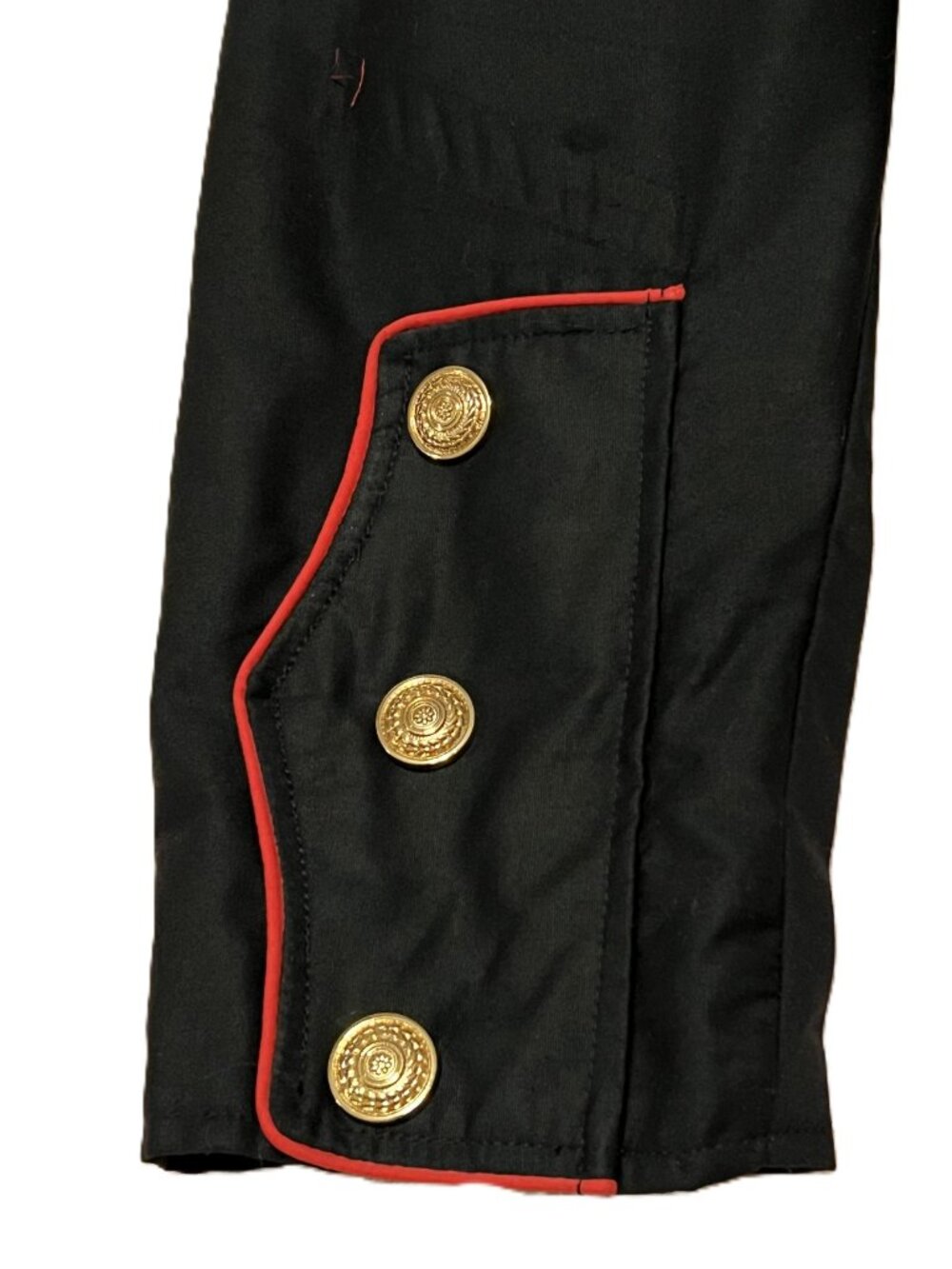 Theatrical Costume Military Marine-like Jacket Black/Red Piping/Gold Buttons - Picture 5 of 7